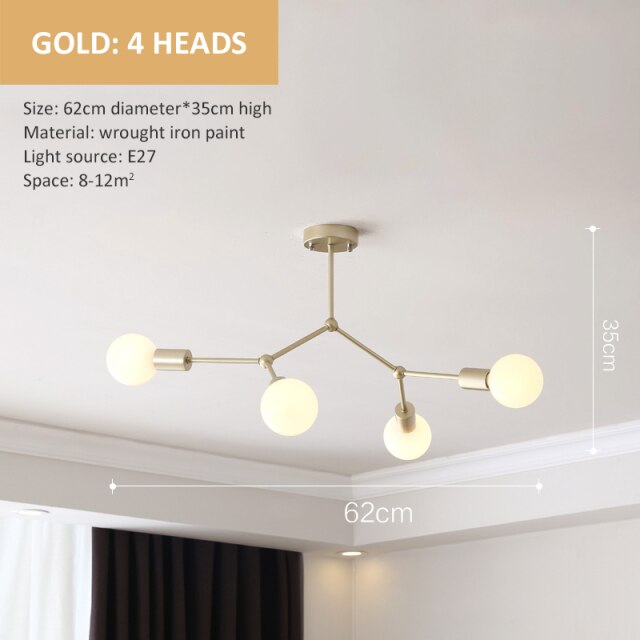Lustre industriel LED avec plusieurs branches métalliques Rally