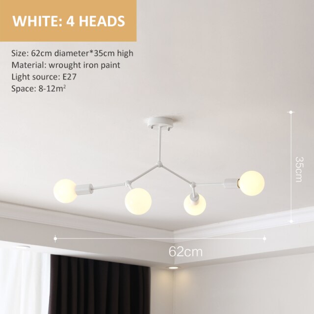 Lustre industriel LED avec plusieurs branches métalliques Rally