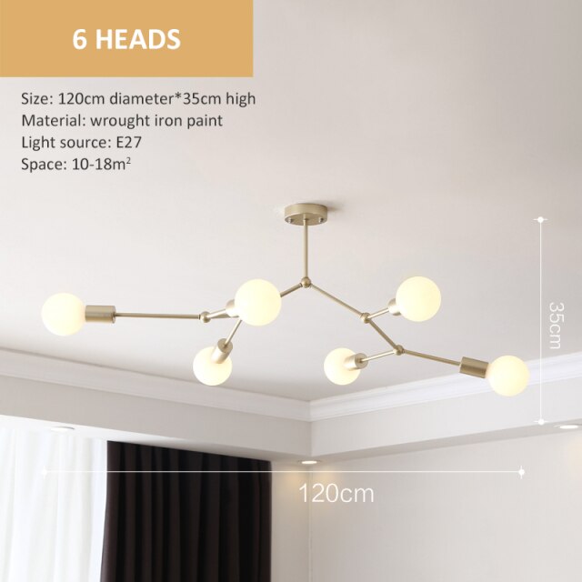 Lustre industriel LED avec plusieurs branches métalliques Rally