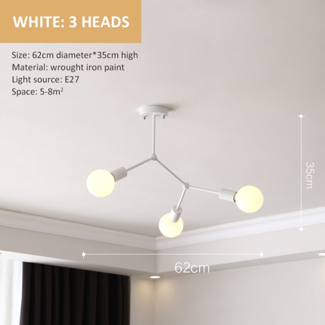 Lustre industriel LED avec plusieurs branches métalliques Rally