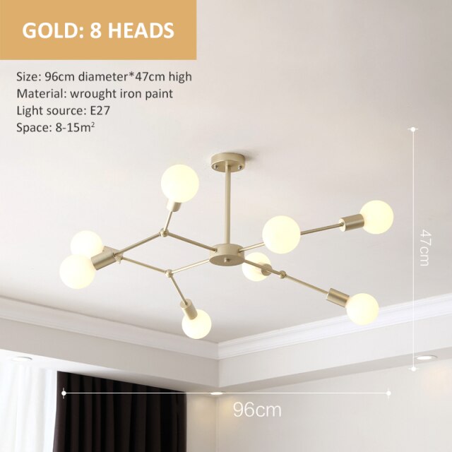 Lustre industriel LED avec plusieurs branches métalliques Rally