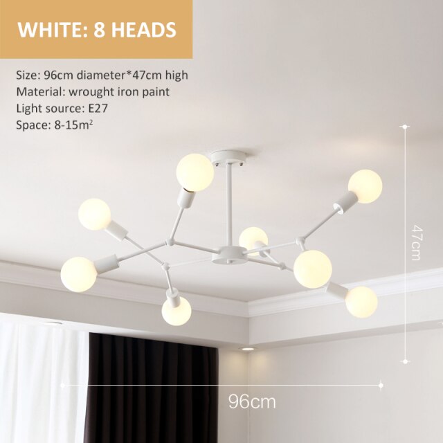 Lustre industriel LED avec plusieurs branches métalliques Rally