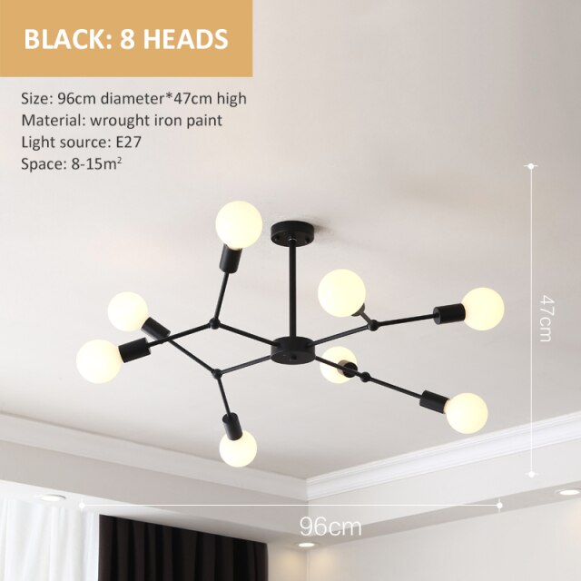 Lustre industriel LED avec plusieurs branches métalliques Rally