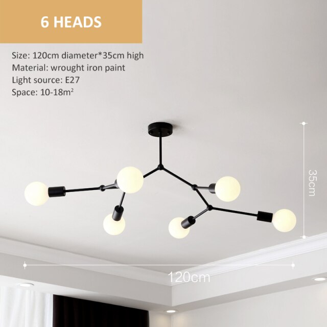 Lustre industriel LED avec plusieurs branches métalliques Rally