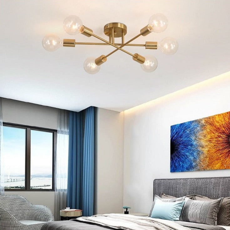 Plafonnier design LED avec 6 lampes entrecroisées en métal Eugie - vue 4 sur 9