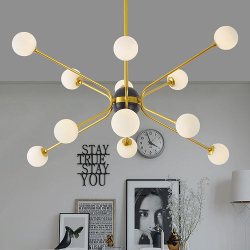 Lustre design doré avec plusieurs branches American - vue 2 sur 7