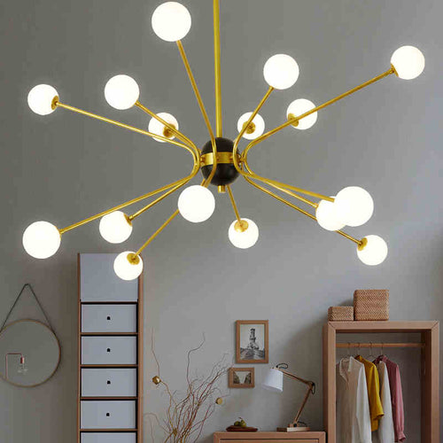 Lustre design doré avec plusieurs branches American - vue 4 sur 7