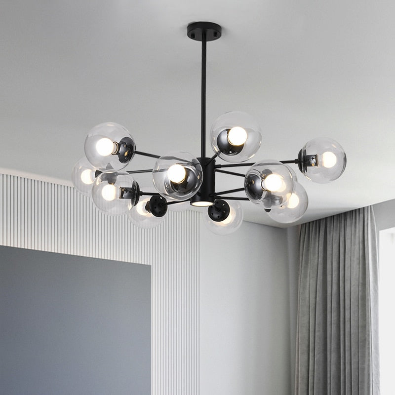 Lustre à bras et boules de verre Modern