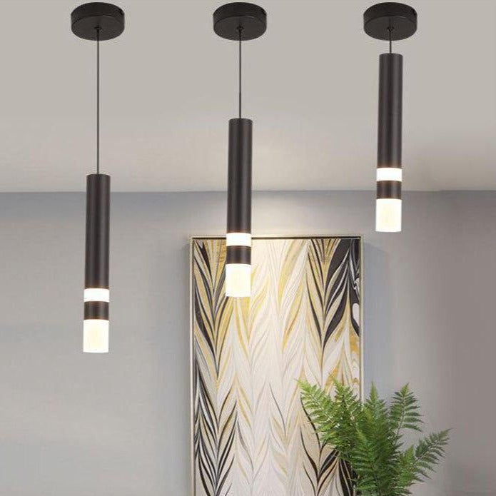 Suspension design LED cylindrique en métal et en verre Luisa - vue 5 sur 13