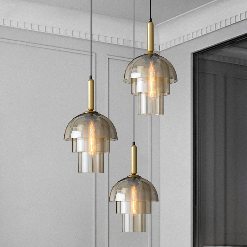 Suspension moderne LED plusieurs abat-jour arrondis Aymar - vue 2 sur 9
