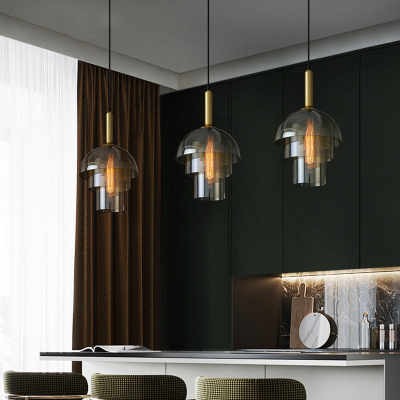 Suspension moderne LED plusieurs abat-jour arrondis Aymar - vue 4 sur 9