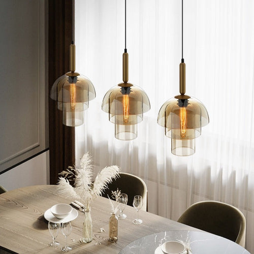 Suspension moderne LED plusieurs abat-jour arrondis Aymar - vue 6 sur 9