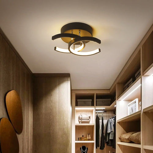 Plafonnier moderne LED avec 2 C croisées en métal Donatelo - vue 3 sur 4