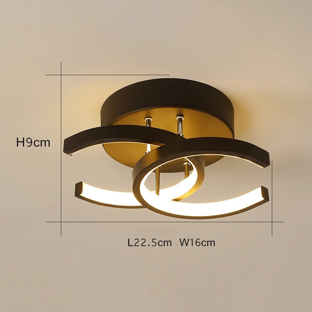 Plafonnier moderne LED avec 2 C croisées en métal Donatelo