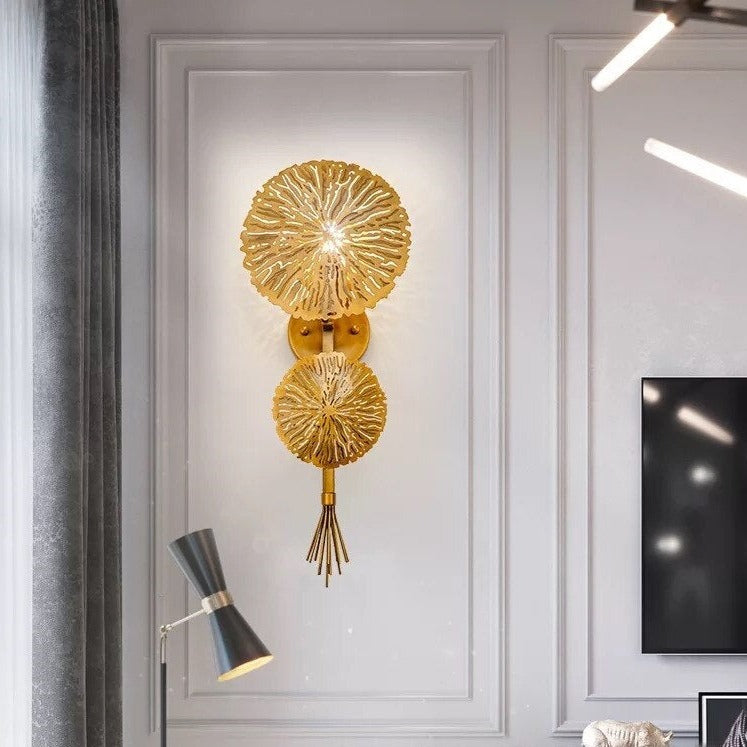 Applique murale moderne LED avec 2 fleurs dorées Dorina - vue 4 sur 7
