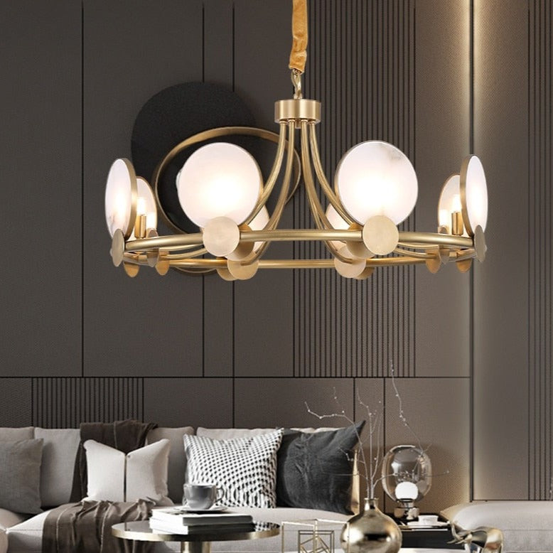 Lustre moderne LED en forme circulaire et marbré Zélie - vue 3 sur 10