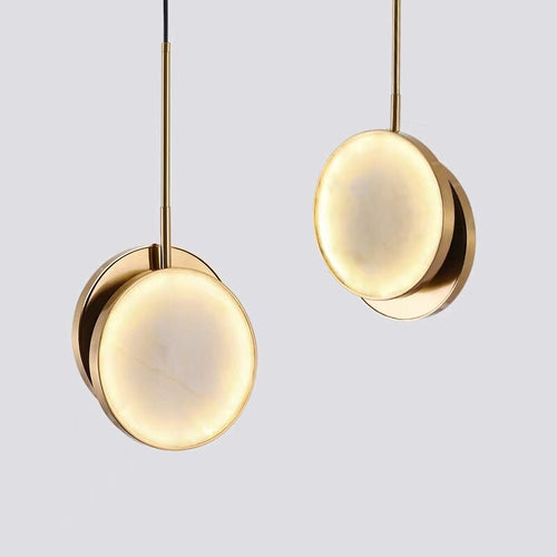 Suspension moderne LED en forme de pièce effet marbre Alhena - vue 4 sur 5