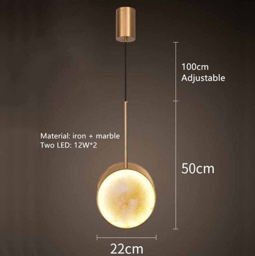Suspension moderne LED en forme de pièce effet marbre Alhena - vue 3 sur 5