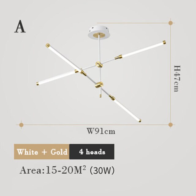 Lustre moderne LED avec lampes rectangulaires Wayna - vue 9 sur 18