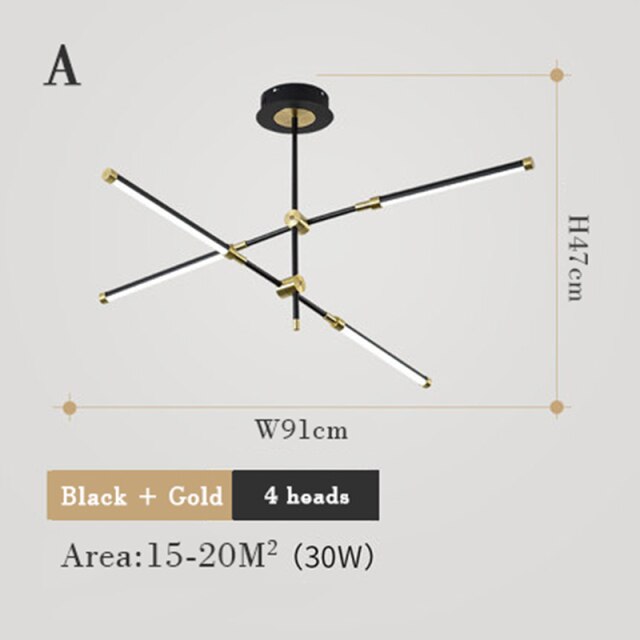Lustre moderne LED avec lampes rectangulaires Wayna - vue 11 sur 18
