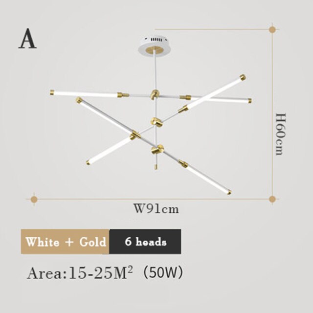 Lustre moderne LED avec lampes rectangulaires Wayna - vue 13 sur 18