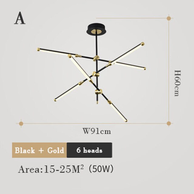 Lustre moderne LED avec lampes rectangulaires Wayna - vue 14 sur 18
