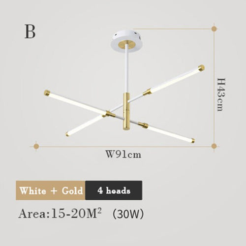 Lustre moderne LED avec lampes rectangulaires Wayna