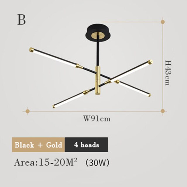 Lustre moderne LED avec lampes rectangulaires Wayna - vue 10 sur 18