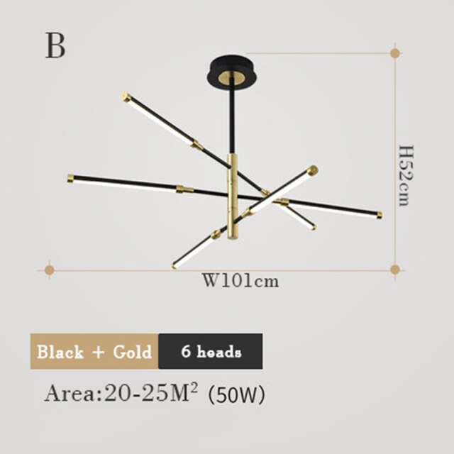 Lustre moderne LED avec lampes rectangulaires Wayna - vue 12 sur 18