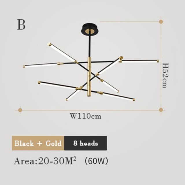 Lustre moderne LED avec lampes rectangulaires Wayna - vue 17 sur 18