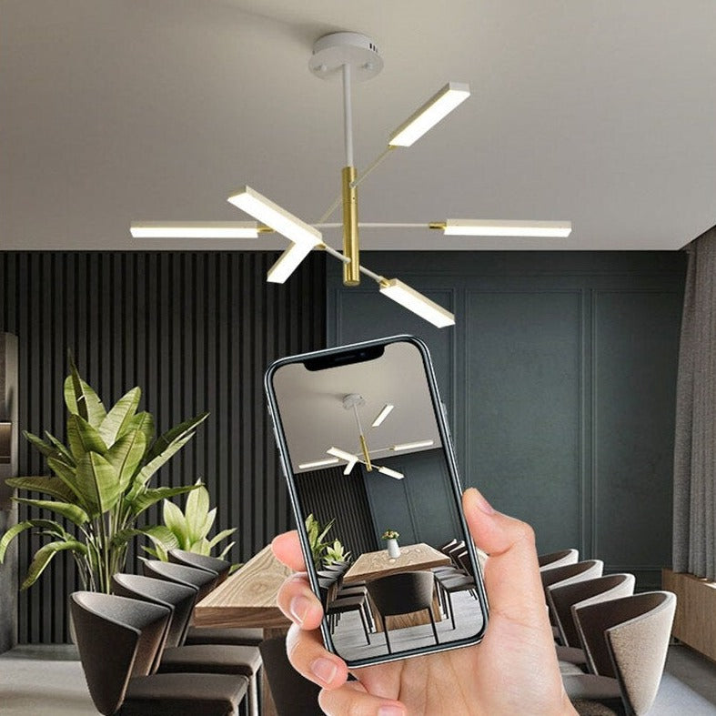 Lustre moderne LED avec lampes rectangulaires Wayna - vue 6 sur 18