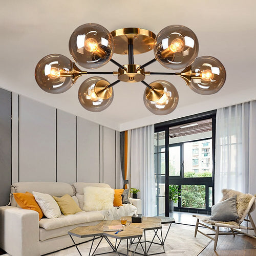 Plafonnier moderne LED en étoile et globes en verre Iraide - vue 3 sur 19