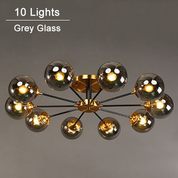 Plafonnier moderne LED en étoile et globes en verre Iraide - vue 9 sur 19