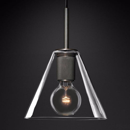 Suspension industrielle en verre et en métal doré Haivy - vue 14 sur 13