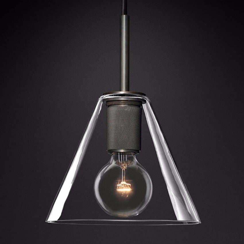Suspension industrielle en verre et en métal doré Haivy - vue 13 sur 13