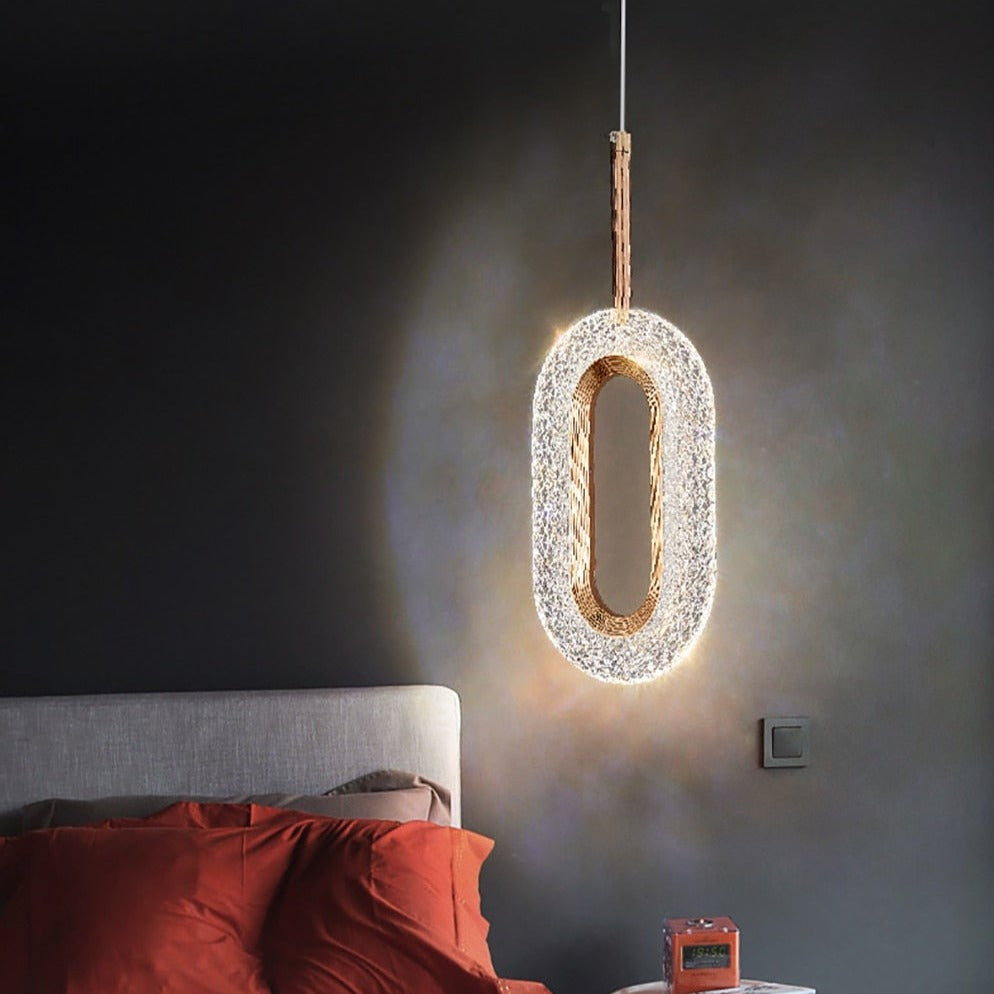Suspension moderne LED forme ovale et dorée Elaia - vue 4 sur 12