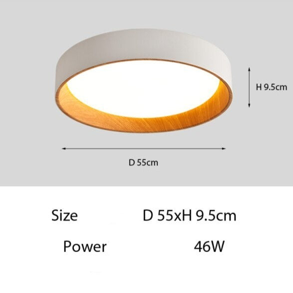 Plafonnier moderne LED circulaire avec intérieur en bois Etelvina