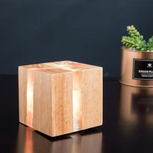 Applique murale scandinave LED cube en bois Lymena