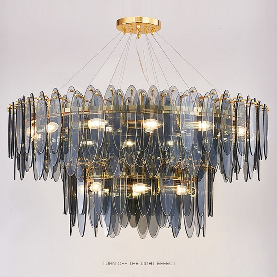 Lustre moderne avec lames en verre luxury Valentina - vue 5 sur 34