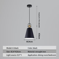 Suspension design LED avec abat-jour en métal nordique Haston