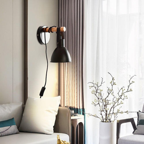 Applique murale industrielle LED avec abat-jour conique noir Nofti