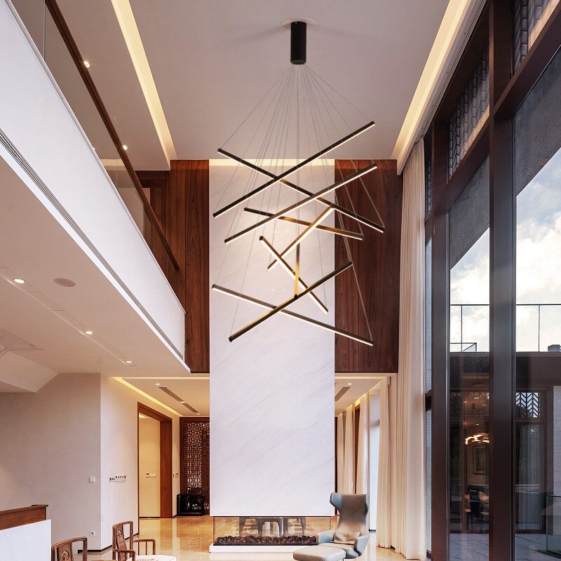 Lustre design LED avec baguettes métalliques lumineuses Solana