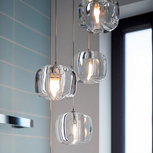 Suspension moderne LED forme de glaçon en cristal coloré Lua - vue 3 sur 10