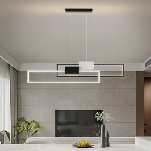 Lustre design LED avec lampes rectangulaires en métal Artemisa - vue 3 sur 7