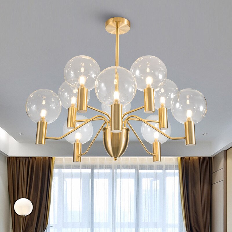 Lustre moderne LED forme d'araignée métallique dorée Criss - vue 3 sur 7