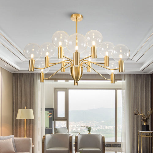 Lustre moderne LED forme d'araignée métallique dorée Criss - vue 3 sur 7
