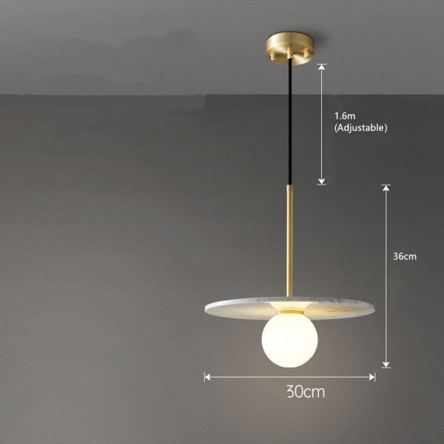 Suspension design avec abat-jour plat en marbre Gianna - vue 10 sur 12