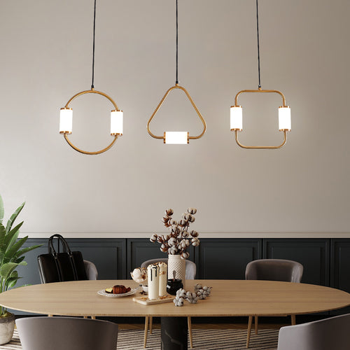 Suspension moderne LED tubes dorés avec forme géométrique Nyla - vue 4 sur 8