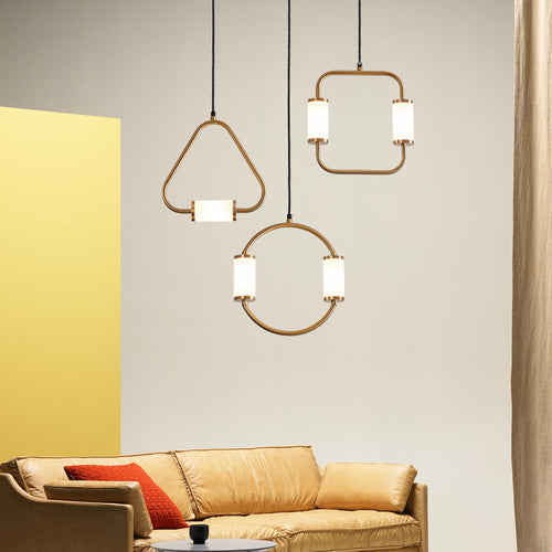 Suspension moderne LED tubes dorés avec forme géométrique Nyla - vue 6 sur 8