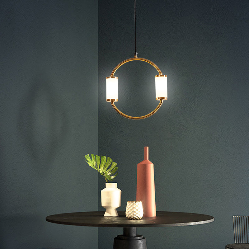 Suspension moderne LED tubes dorés avec forme géométrique Nyla - vue 2 sur 8